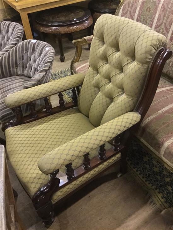 Victorian mahogany showwood frame armchair